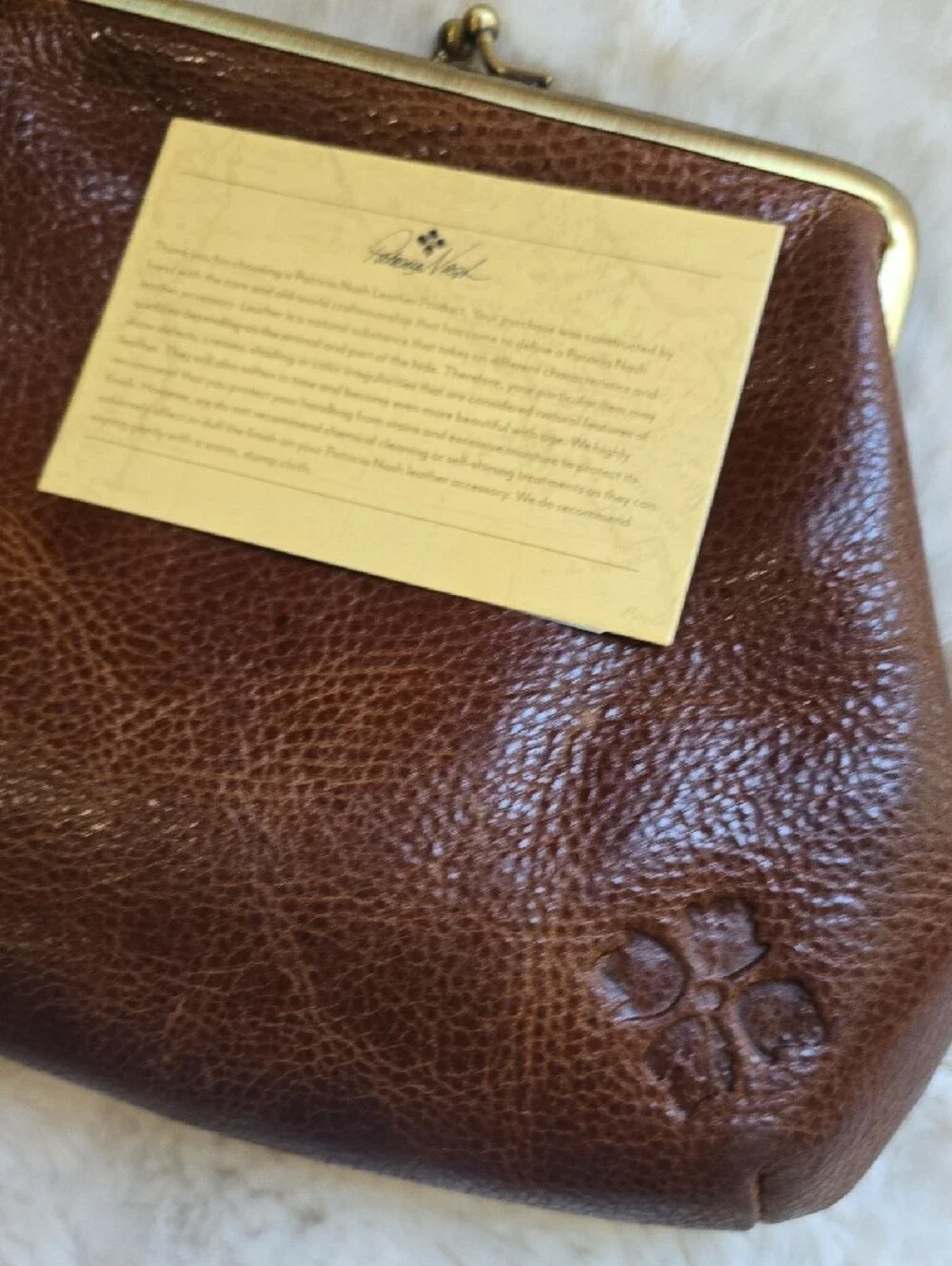 Patricia Nash Brown Pebbled Leather Kiss-Lock Wristlet